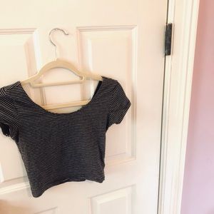 Black + Grey Scoop Neck Crop Top